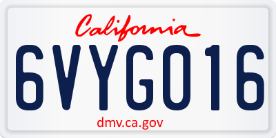 CA license plate 6VYG016