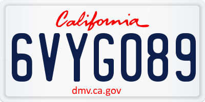 CA license plate 6VYG089