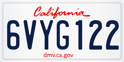 CA license plate 6VYG122