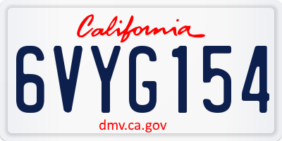 CA license plate 6VYG154