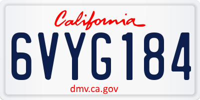 CA license plate 6VYG184