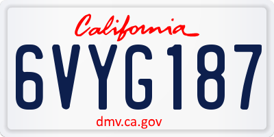 CA license plate 6VYG187