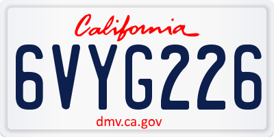 CA license plate 6VYG226