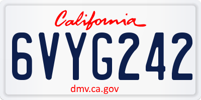 CA license plate 6VYG242