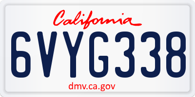 CA license plate 6VYG338