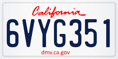 CA license plate 6VYG351