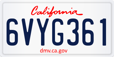 CA license plate 6VYG361