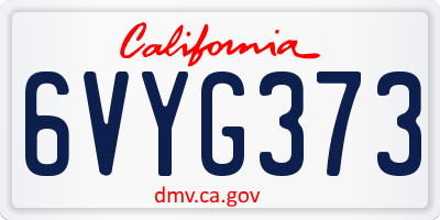 CA license plate 6VYG373