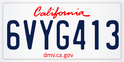 CA license plate 6VYG413