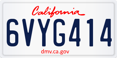 CA license plate 6VYG414