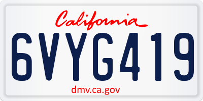 CA license plate 6VYG419