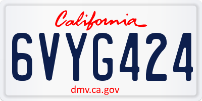CA license plate 6VYG424