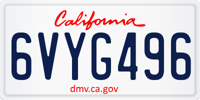 CA license plate 6VYG496