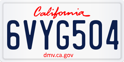 CA license plate 6VYG504