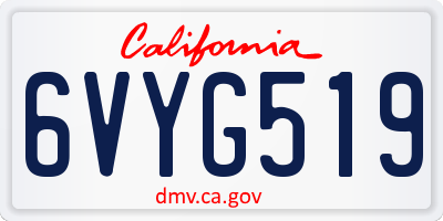 CA license plate 6VYG519