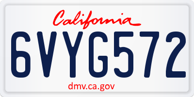 CA license plate 6VYG572