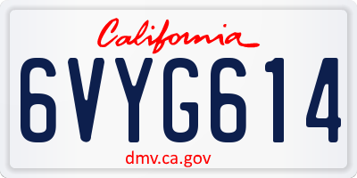 CA license plate 6VYG614