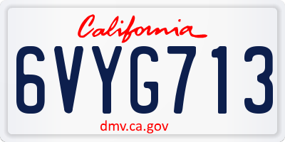CA license plate 6VYG713