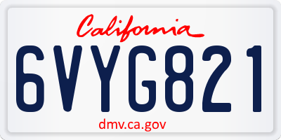 CA license plate 6VYG821