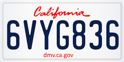 CA license plate 6VYG836