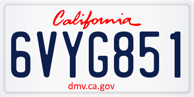 CA license plate 6VYG851