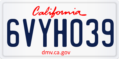 CA license plate 6VYH039