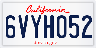 CA license plate 6VYH052