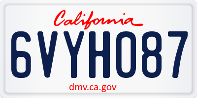 CA license plate 6VYH087