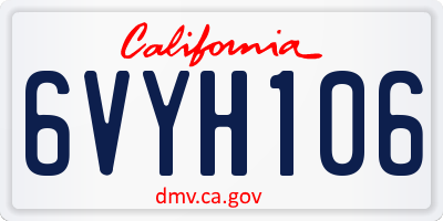 CA license plate 6VYH106