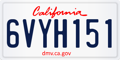 CA license plate 6VYH151