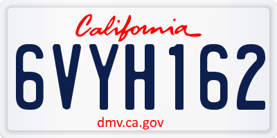 CA license plate 6VYH162