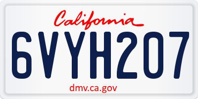CA license plate 6VYH207