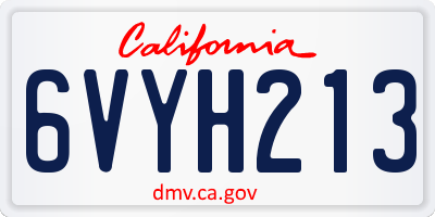 CA license plate 6VYH213