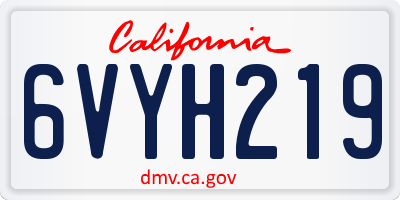 CA license plate 6VYH219