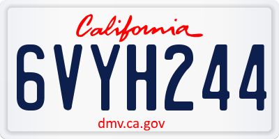CA license plate 6VYH244
