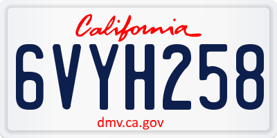 CA license plate 6VYH258