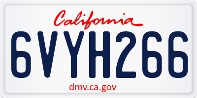 CA license plate 6VYH266