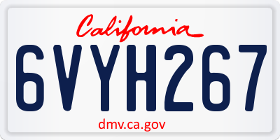 CA license plate 6VYH267