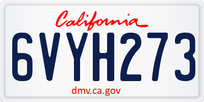 CA license plate 6VYH273