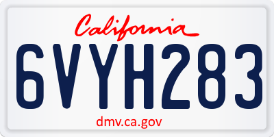 CA license plate 6VYH283