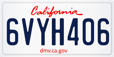 CA license plate 6VYH406
