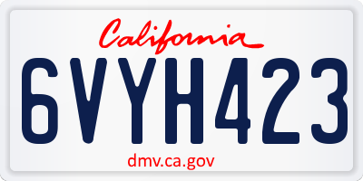 CA license plate 6VYH423