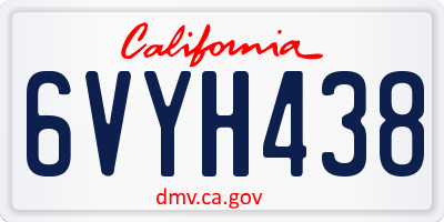 CA license plate 6VYH438
