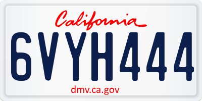 CA license plate 6VYH444