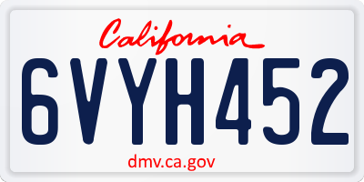 CA license plate 6VYH452