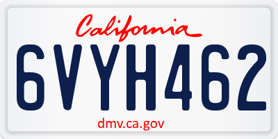 CA license plate 6VYH462