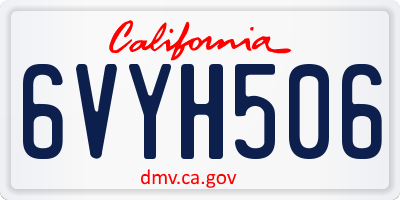 CA license plate 6VYH506