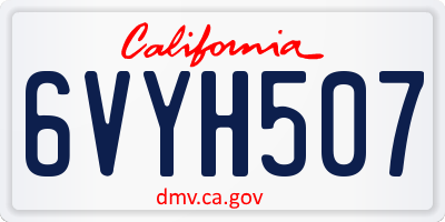CA license plate 6VYH507