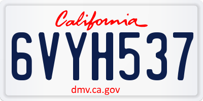 CA license plate 6VYH537