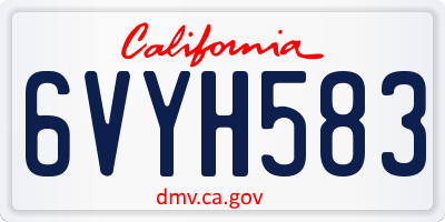 CA license plate 6VYH583